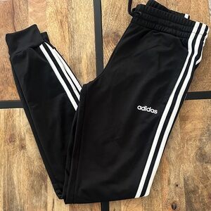 Adidas Kids Black Joggers with White Stripes